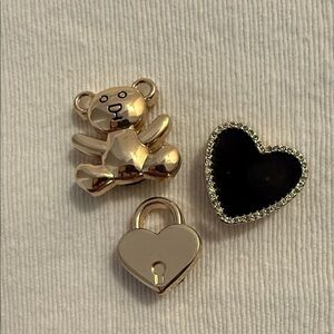 Gold and Black Heart and Bear CROCS Charms Set